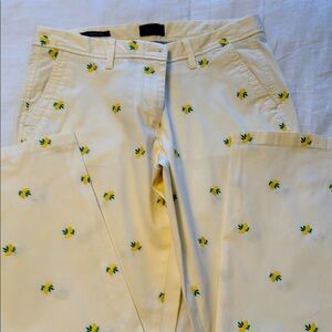Light Yellow Talbots  Pants with Palm Lemon Embroidery, NWOT, size 4